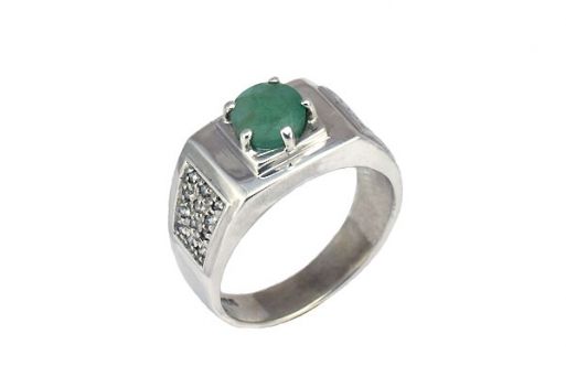 Серебряное кольцо с изумрудом 37635 купить в магазине Самоцветы мира