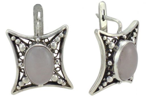 Комплект(кольцо+серьги) из серебра 925 пробы с розовым кварцем.