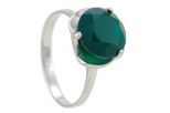 Кольцо из серебра с агатом зелёным круг 10 мм 46781