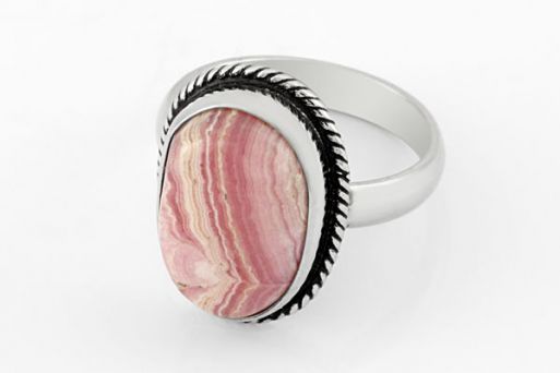 Мельхиоровое кольцо с родохрозитом 64065 купить в магазине Самоцветы мира