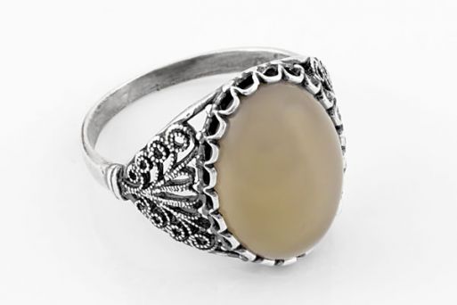 Мельхиоровое кольцо с халцедоном 64234 купить в магазине Самоцветы мира