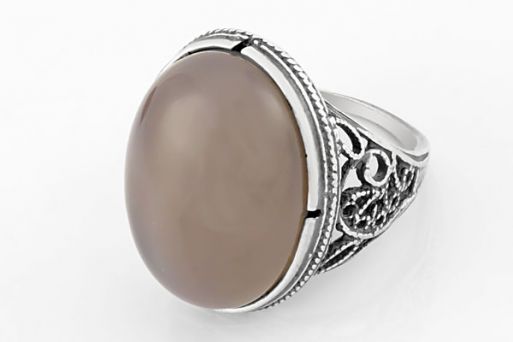 Мельхиоровое кольцо с халцедоном 64235 купить в магазине Самоцветы мира